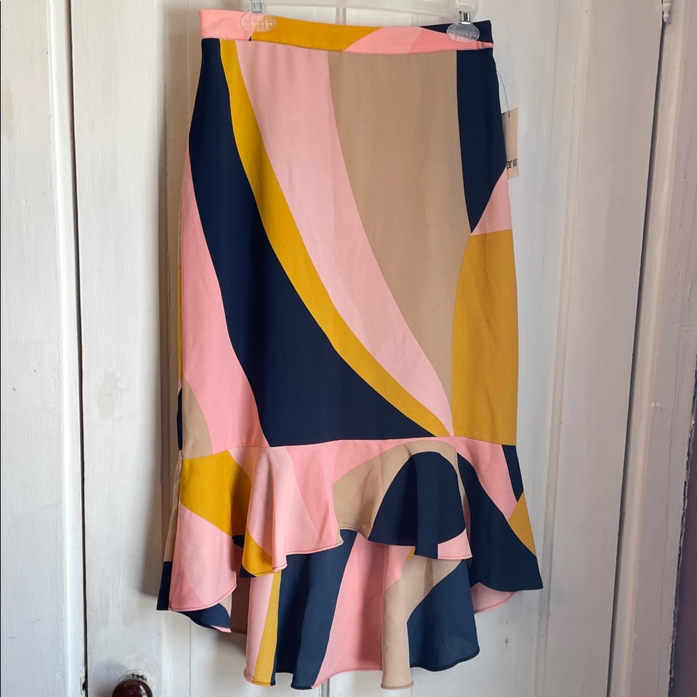 Bar III Pink and Yellow Asymmetrical Skirt